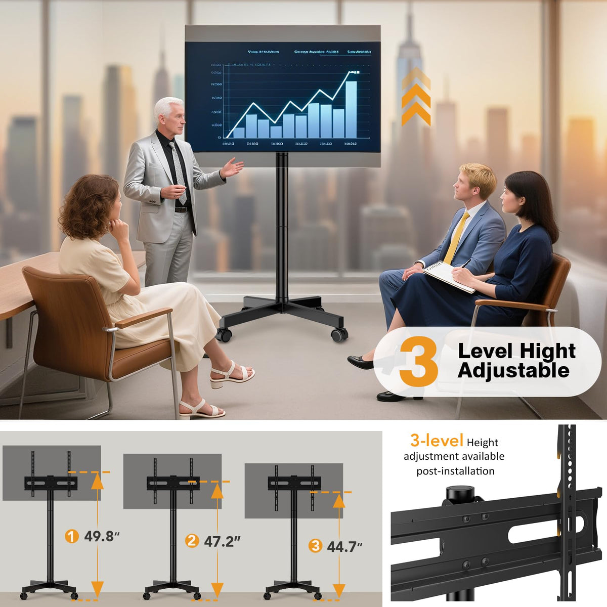 Mobile TV Stand for 23-60 Inch Flat Curved Screen TVs with Wheels F76823