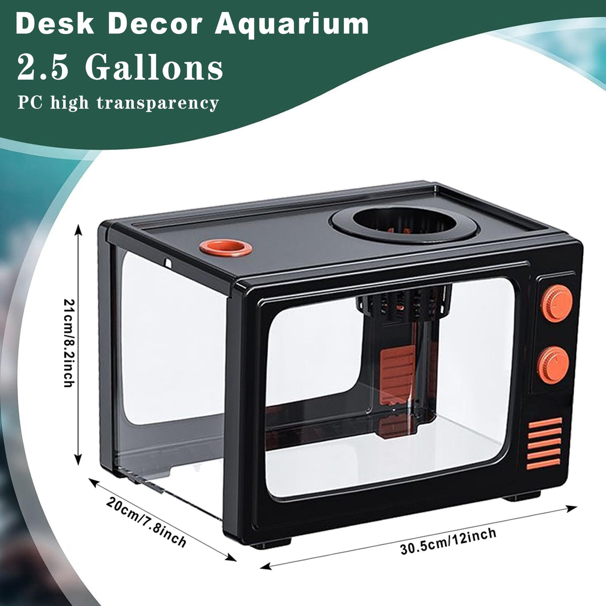 2.5 Gallon Fish Tank Kit with LED Lights, Filter & Plant Planter U4791