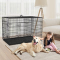 48 Inch Folding Metal Wire Dog Crate with Divider Panel & Removable Tray Y513