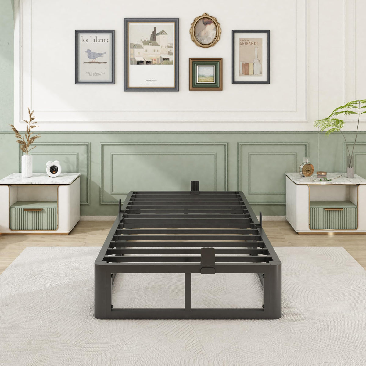10 Inch Twin Bed Frame with Steel Slats Support J49221