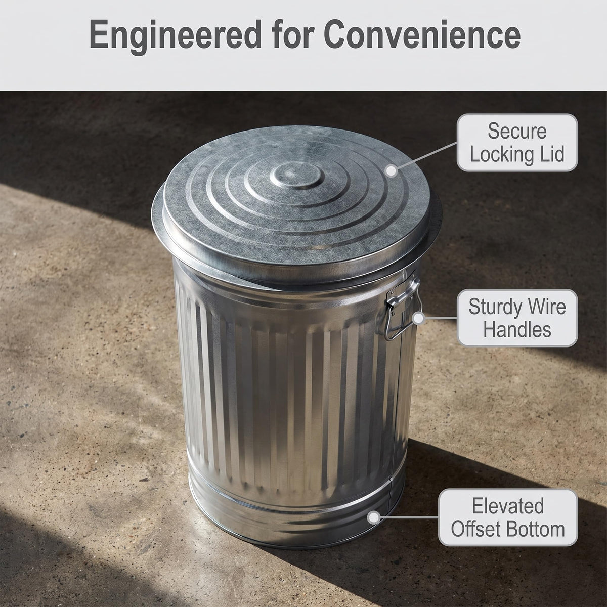 31 Gallon Galvanized Steel Trash Can with Locking Lid X18824