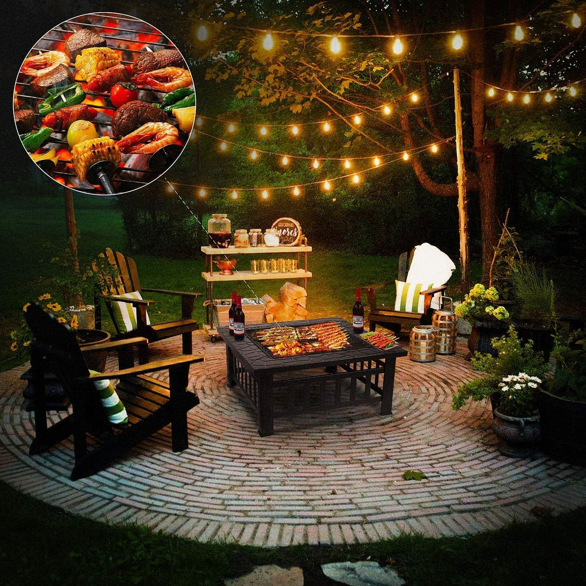 32'' Black Wood Burning Outdoor Fire Pit S588216