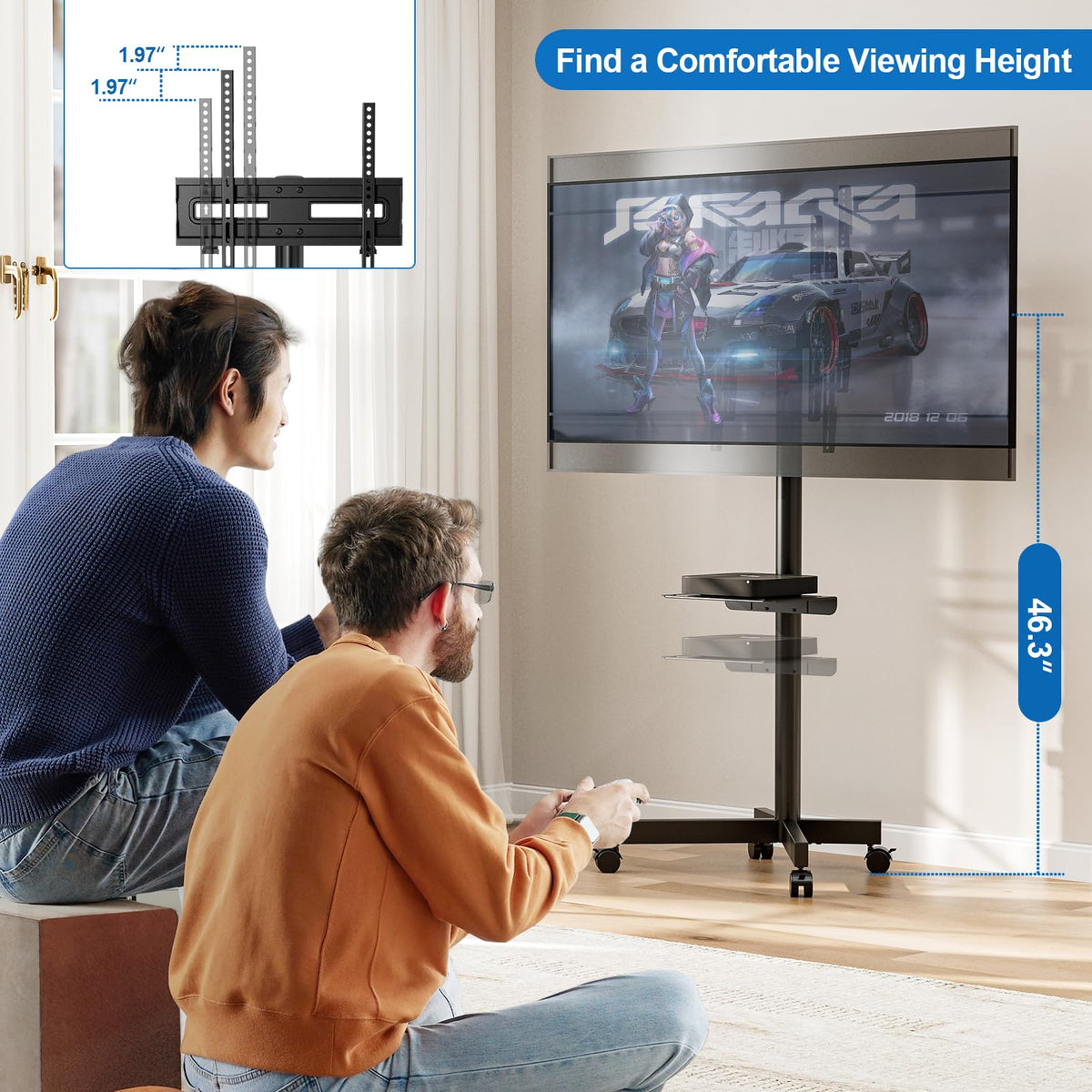 Mobile TV Stand for 23-65 Inch Flat Curved Screen TVs G24895
