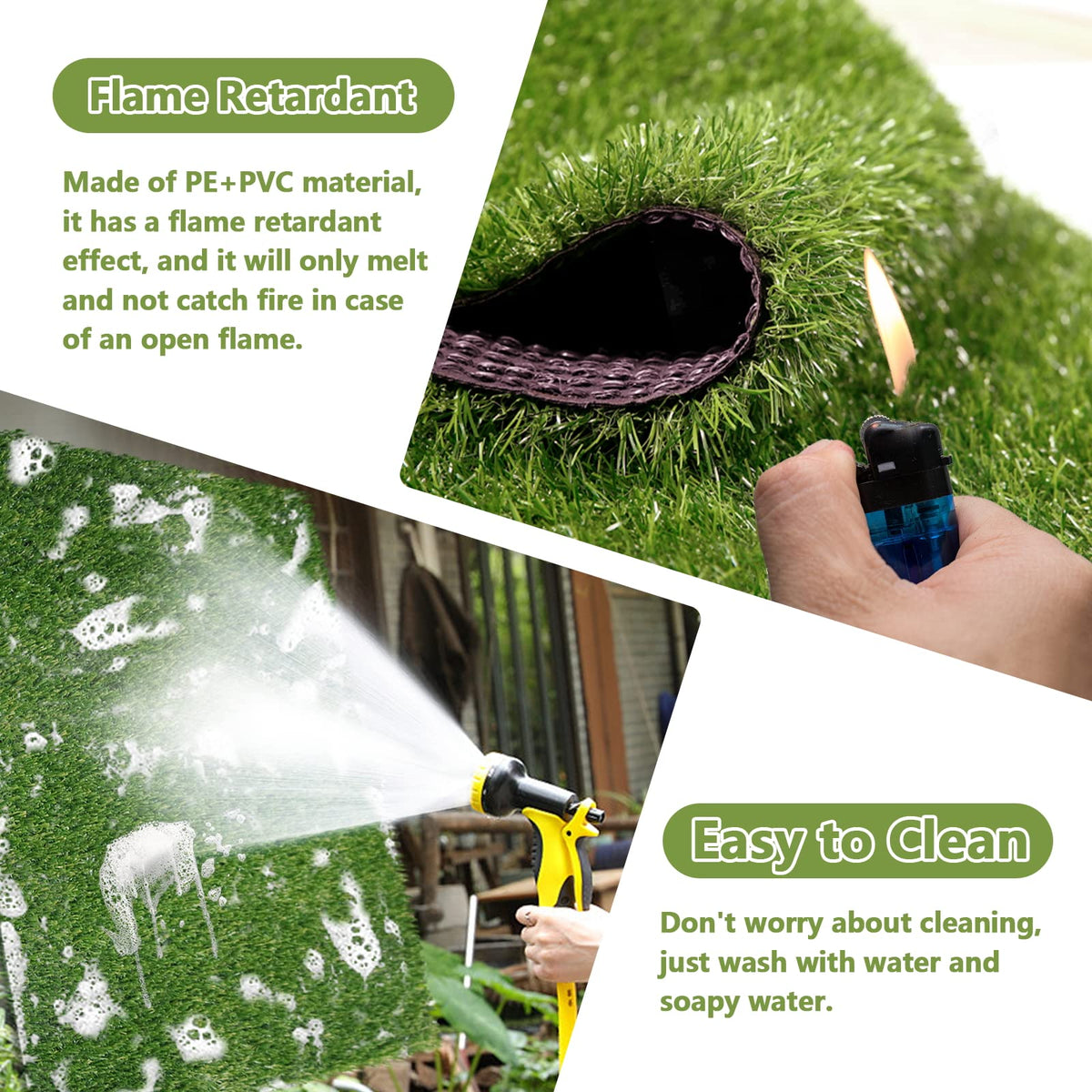 43.3 x 29.5 Inches Washable Artificial Grass Rug O991444
