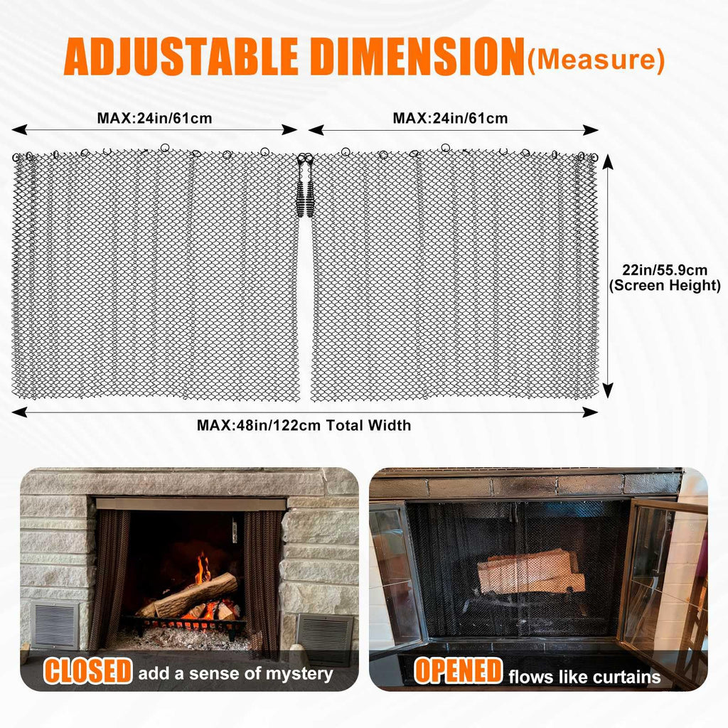 2 Pack Fireplace Screen Mesh Curtain D2765