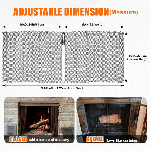 2 Pack Fireplace Screen Mesh Curtain D2765