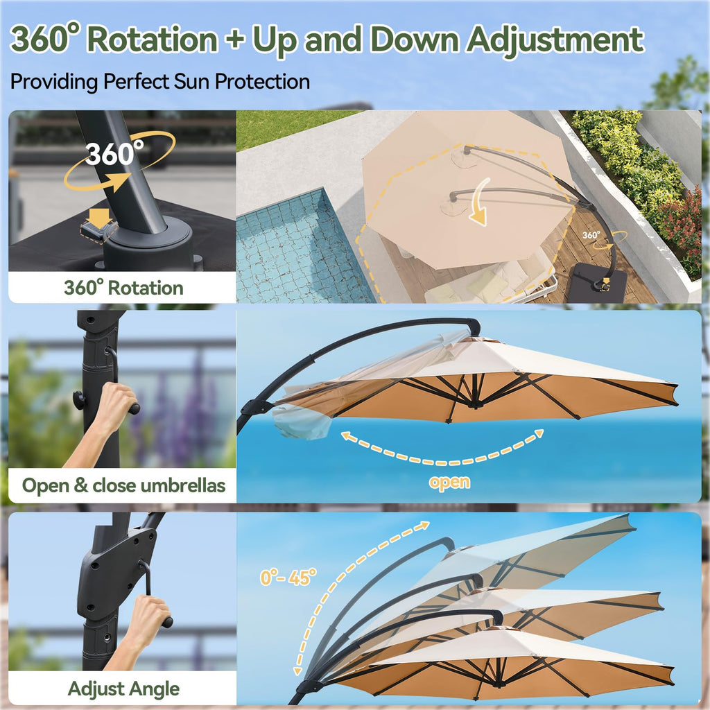 11 FT Aluminum Offset Cantilever Umbrella U607