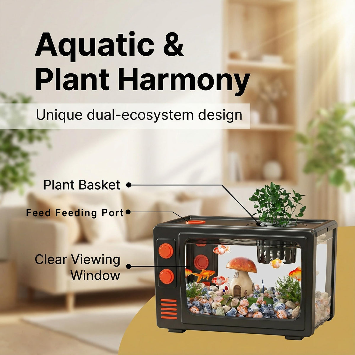 2.5 Gallon Fish Tank Kit with LED Lights, Filter & Plant Planter U4791