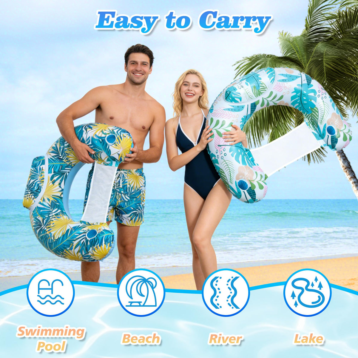 2 Pack Inflatable Pool Floats with Mesh Seat U562