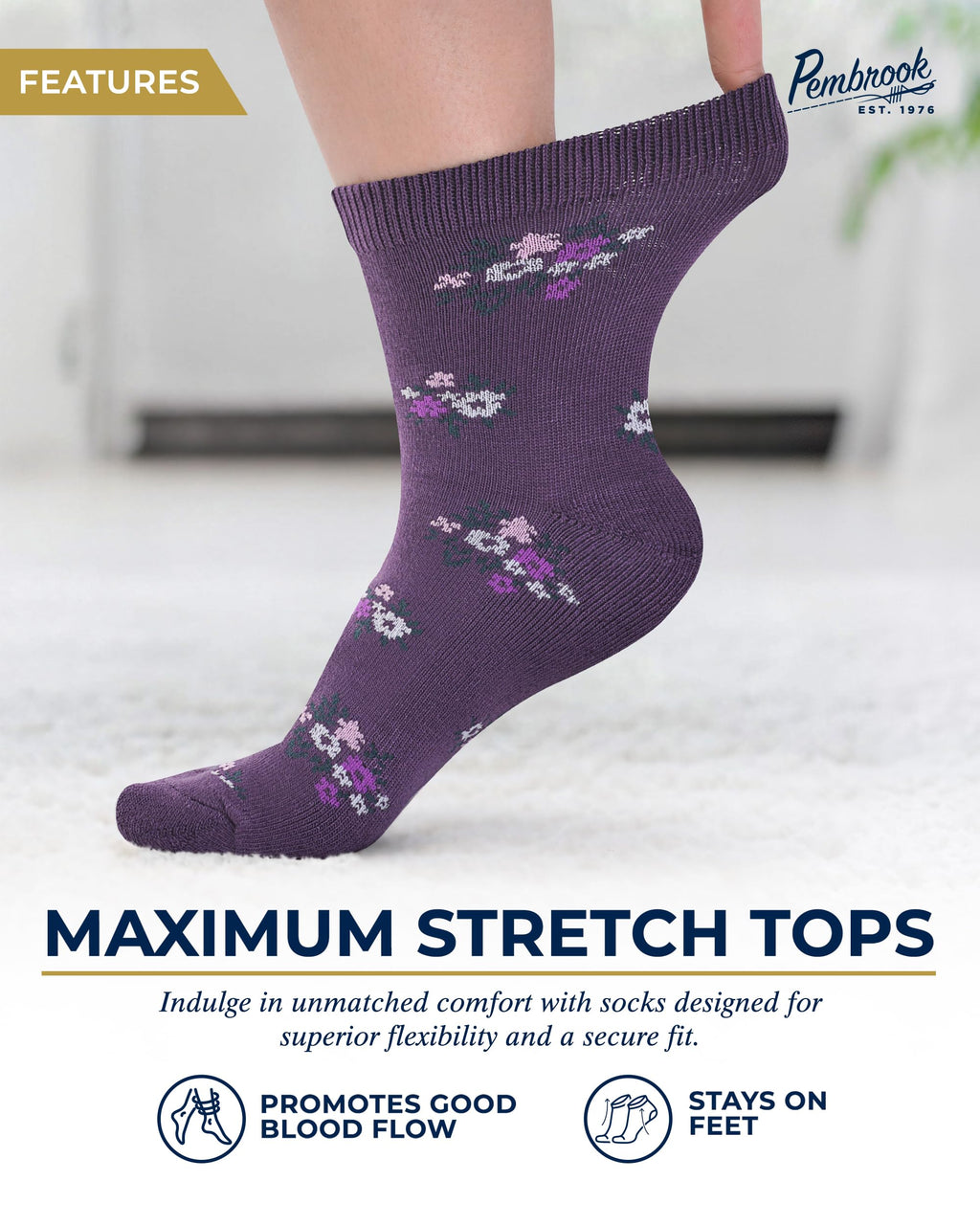 Breathable Bamboo Viscose Ankle Diabetic Socks 4 Pairs M50248