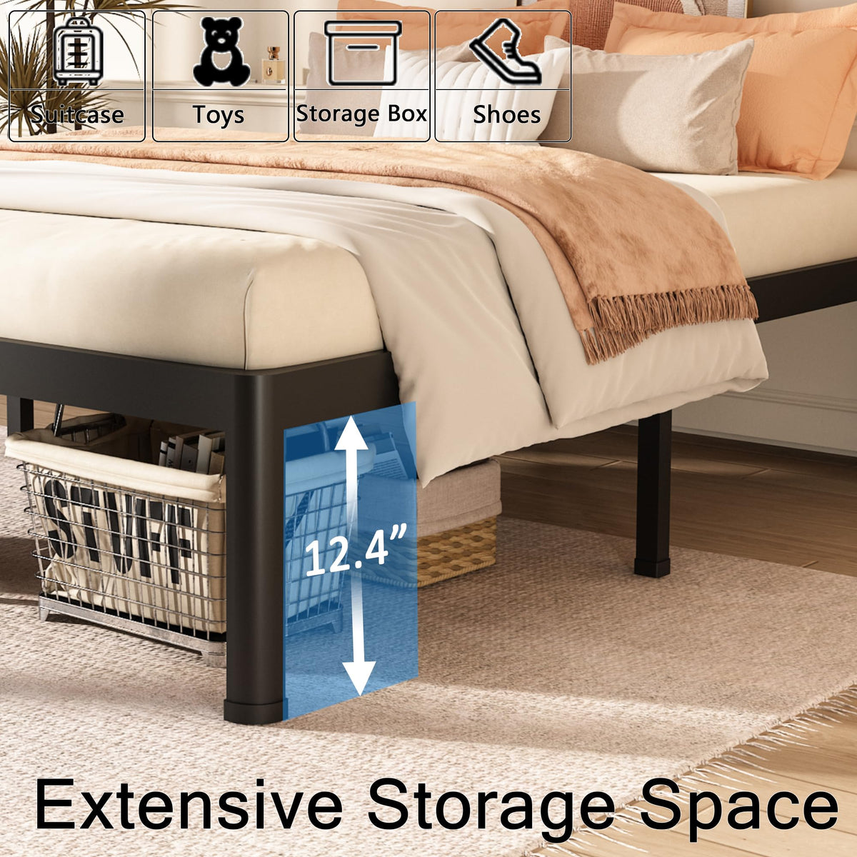Queen Size 14 Inch Metal Platform Bed Frame B577233