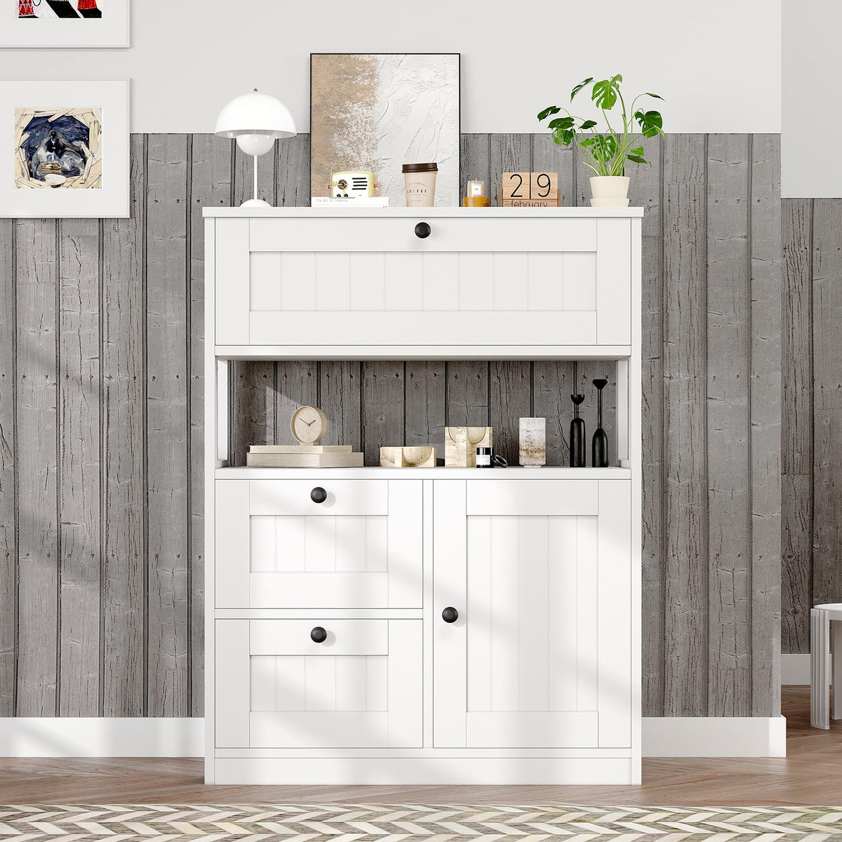Bathroom Floor Storage Cabinet with 1 Door and 3 Drawers Z547127