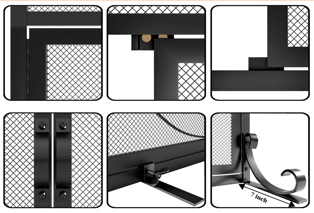 Black Wrought Iron Fireplace Screen E4293