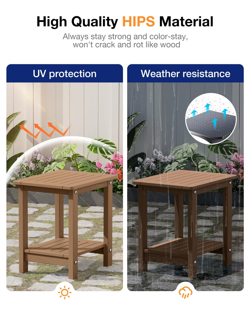 Outdoor Side Table Set of 2 Weather Resistant 2-Tier F50386