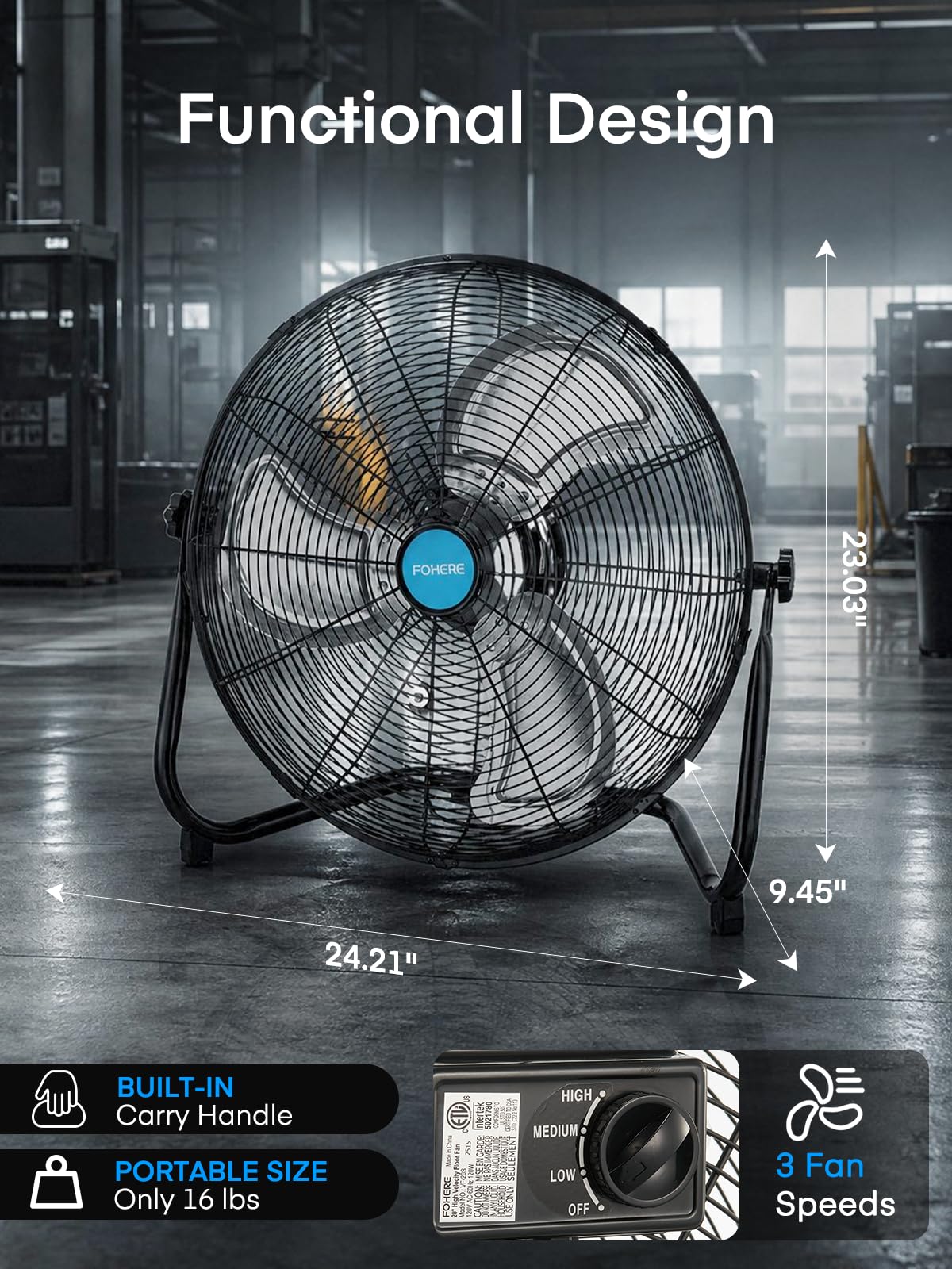 2-Pack 20-Inch High Velocity Floor & Wall Mount Fans F289012