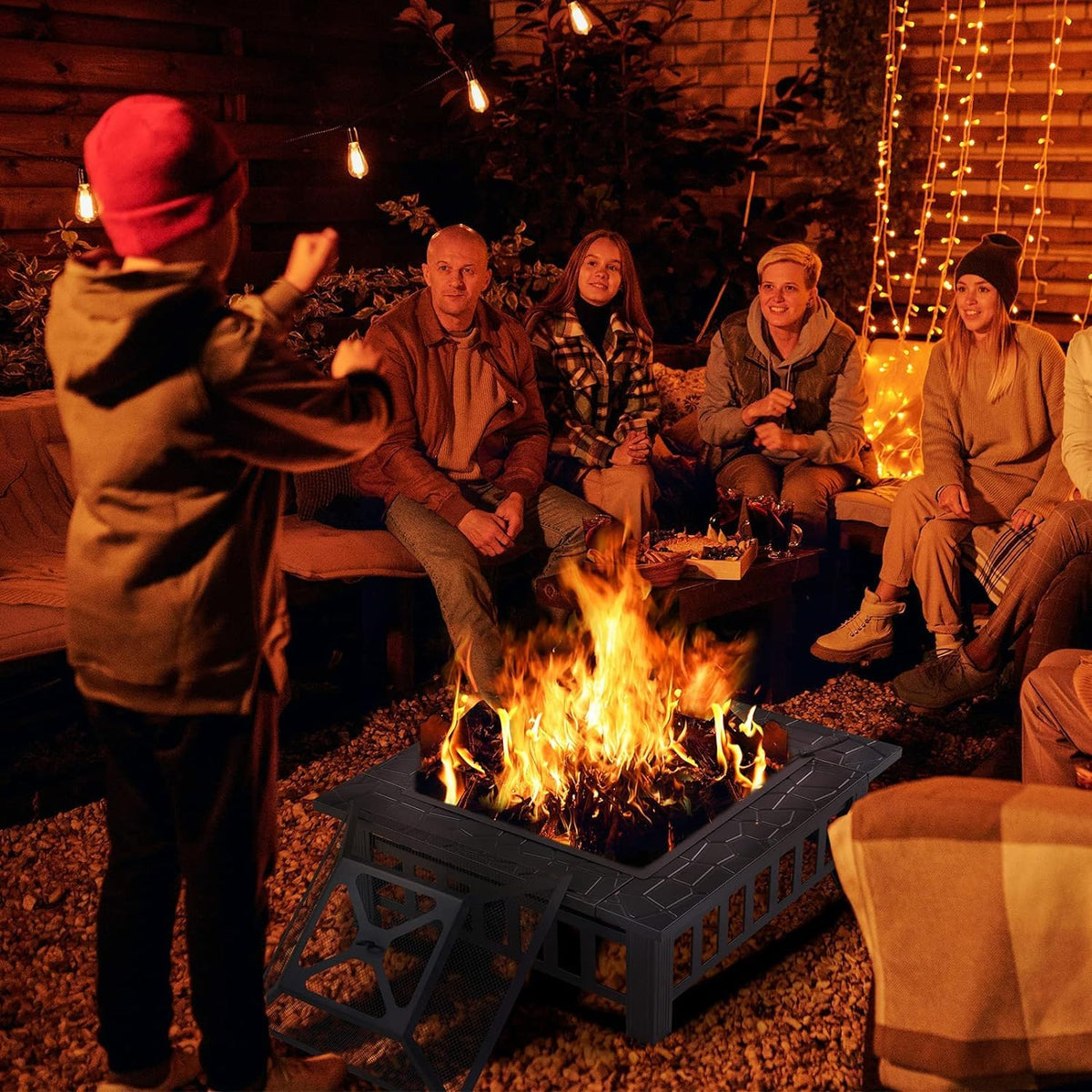 32'' Black Wood Burning Outdoor Fire Pit S588216