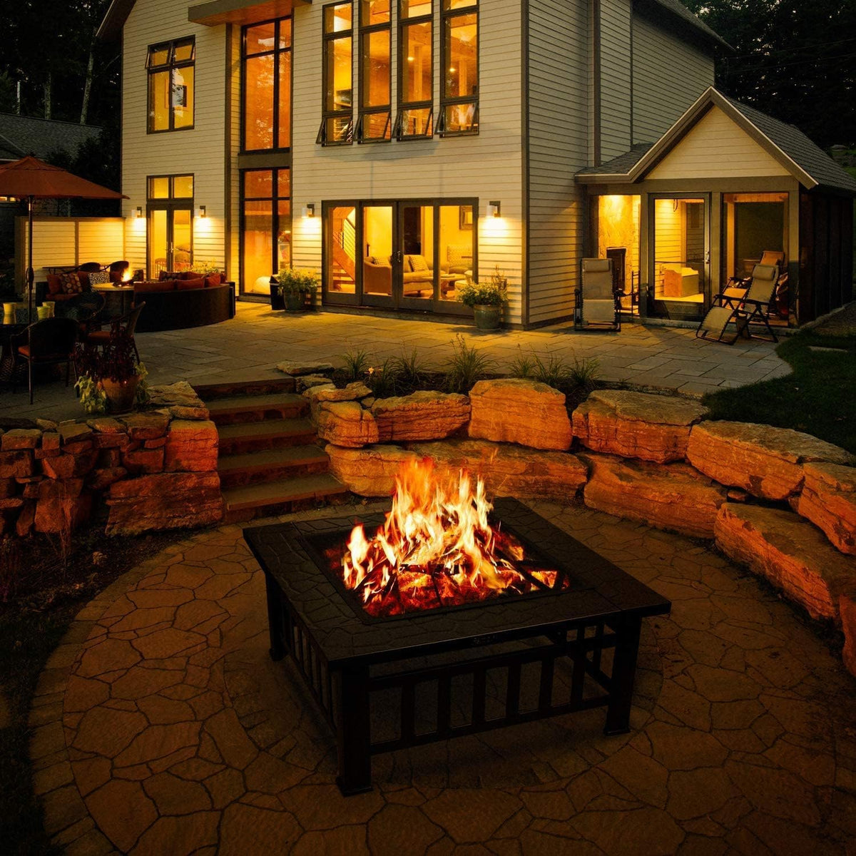 32'' Black Wood Burning Outdoor Fire Pit S588216