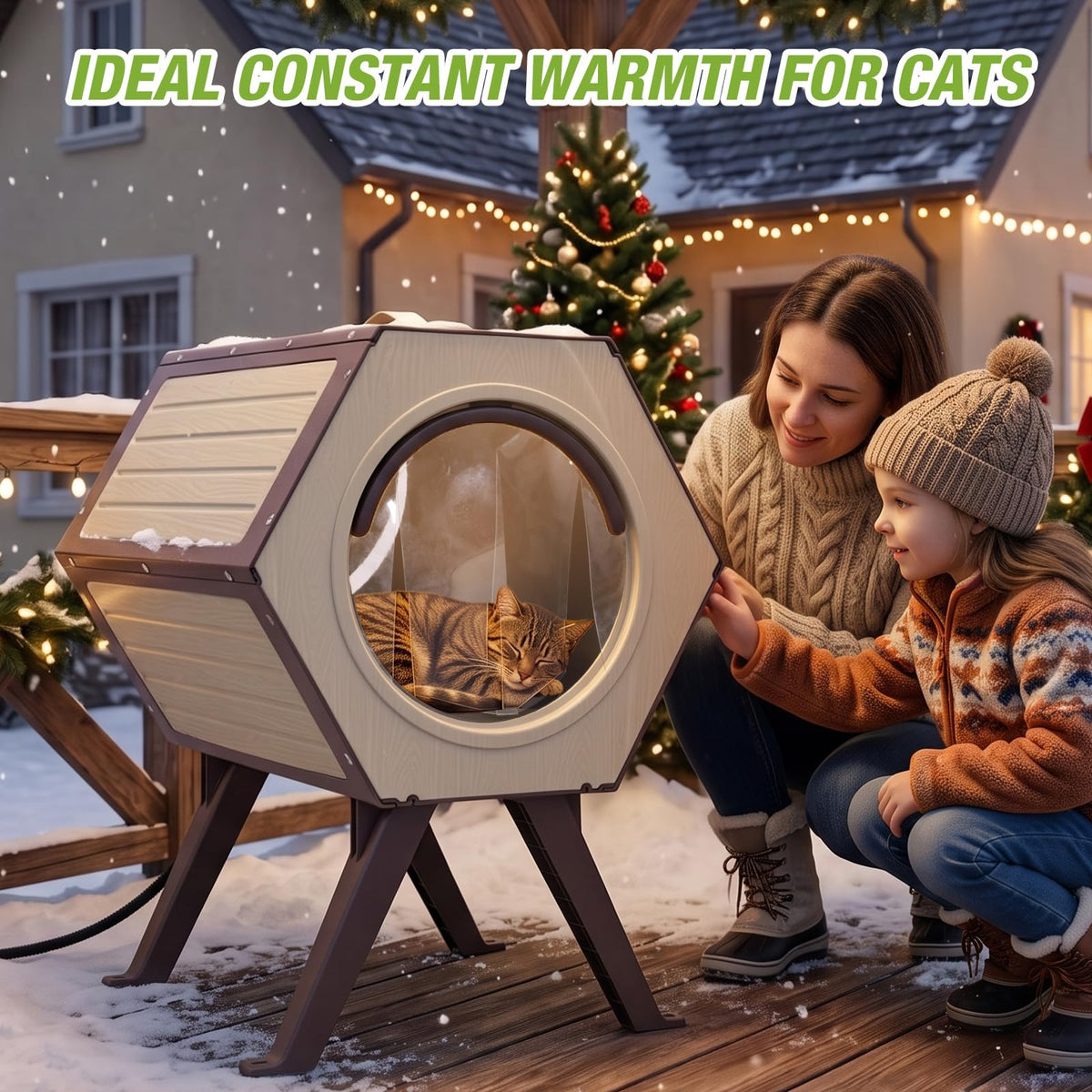 Heated Outdoor Cat House with Liner E4865