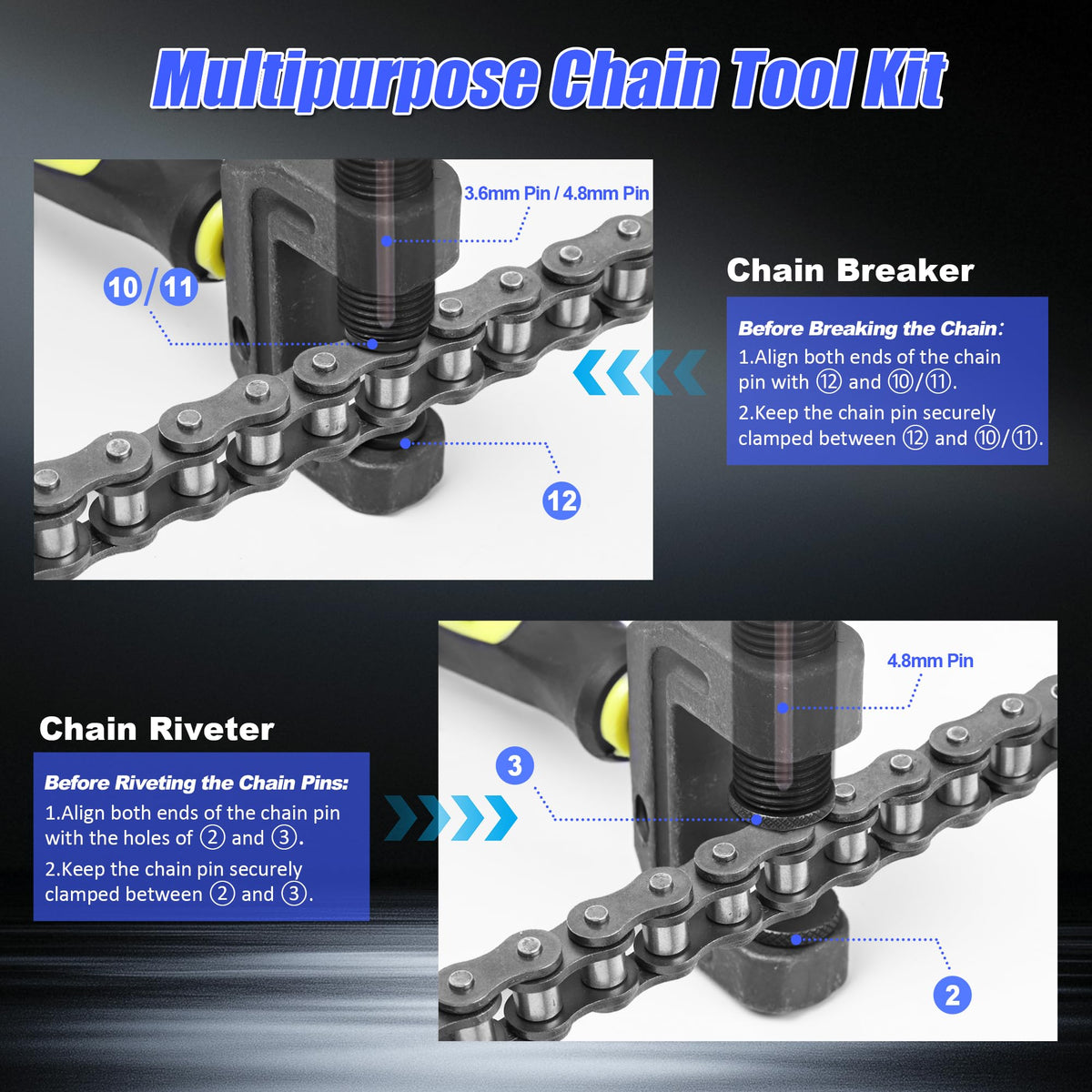 14 Pc Motorcycle Chain Breaker Tool Kit H188