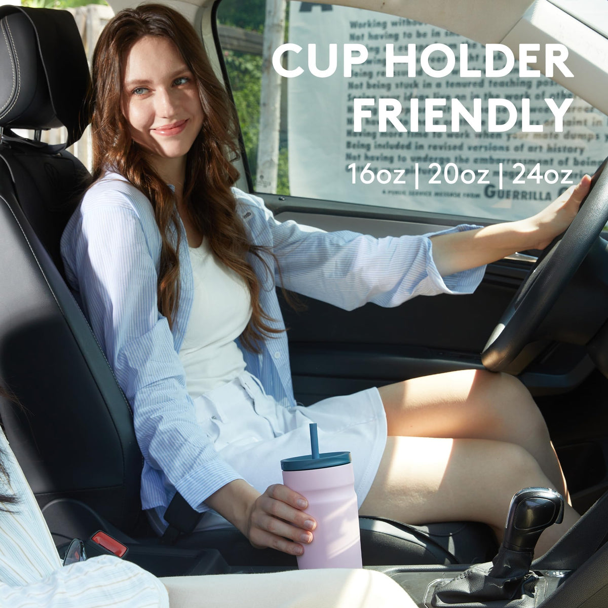 20oz Insulated Stainless Steel Tumbler with Lid and Straw D592089