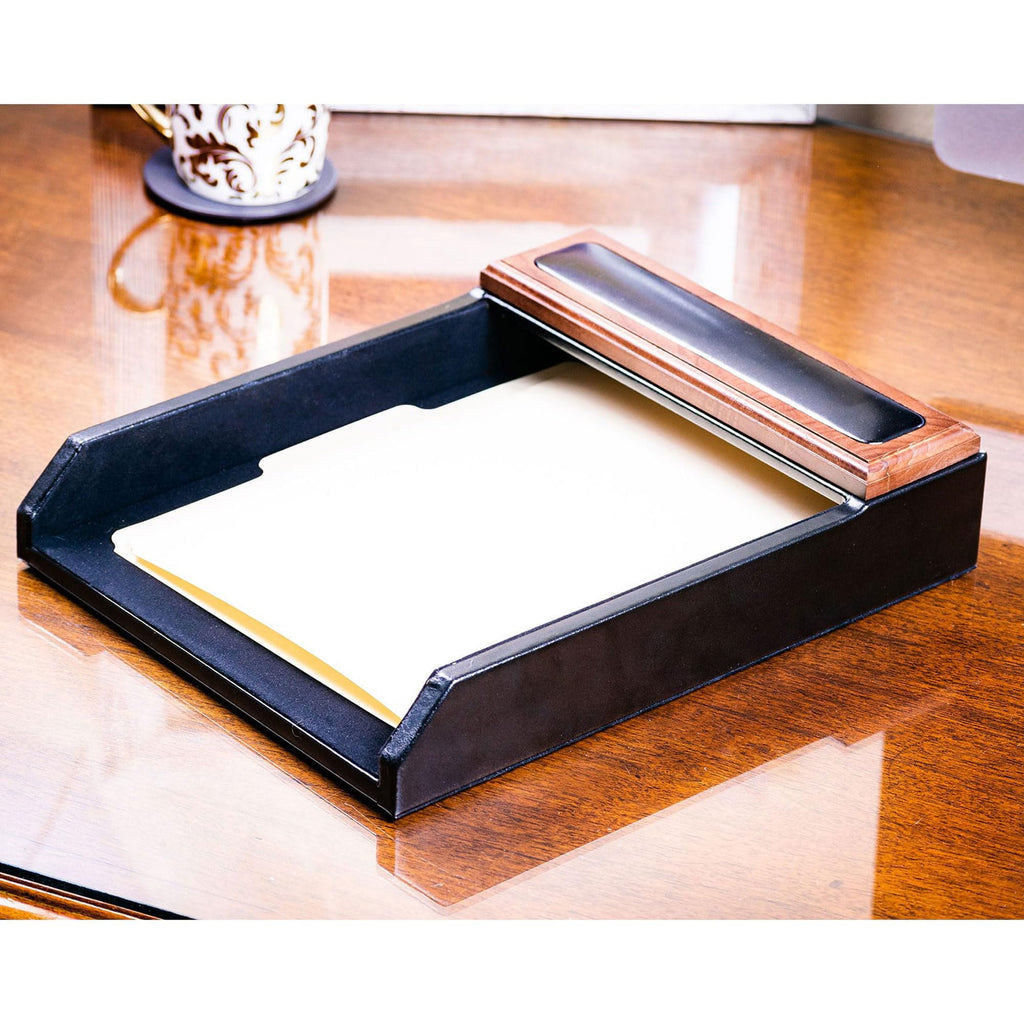 7 Piece Walnut Black Leather Desk Set R806