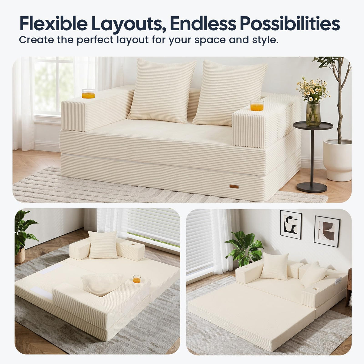 Beige Futon Sofa Bed J4249