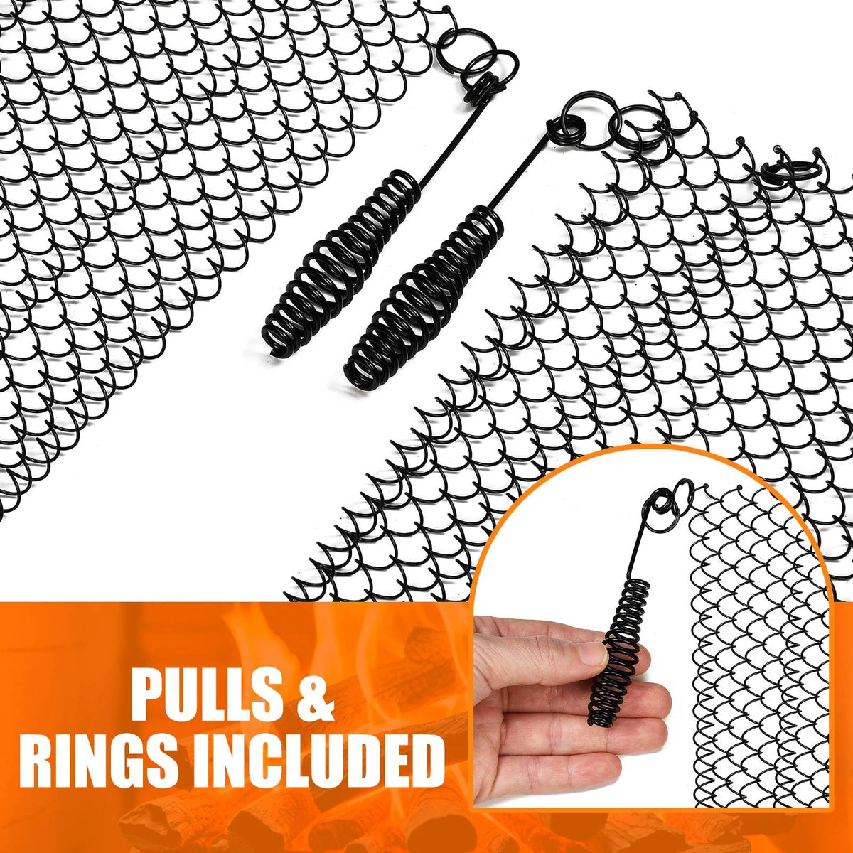 2 Pack Fireplace Screen Mesh Curtain D2765
