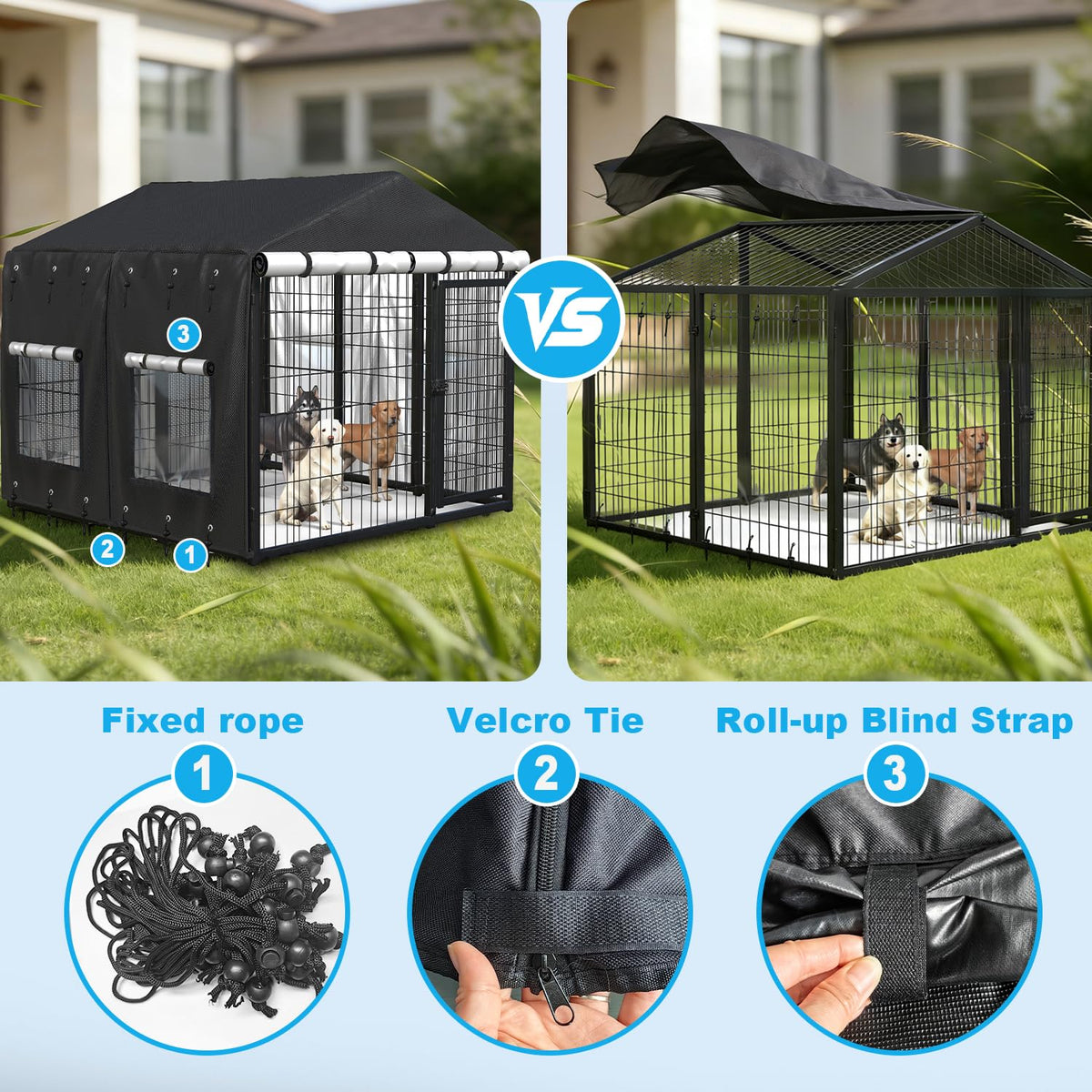 Waterproof Dog Kennel Cover with Transparent Window Q70821