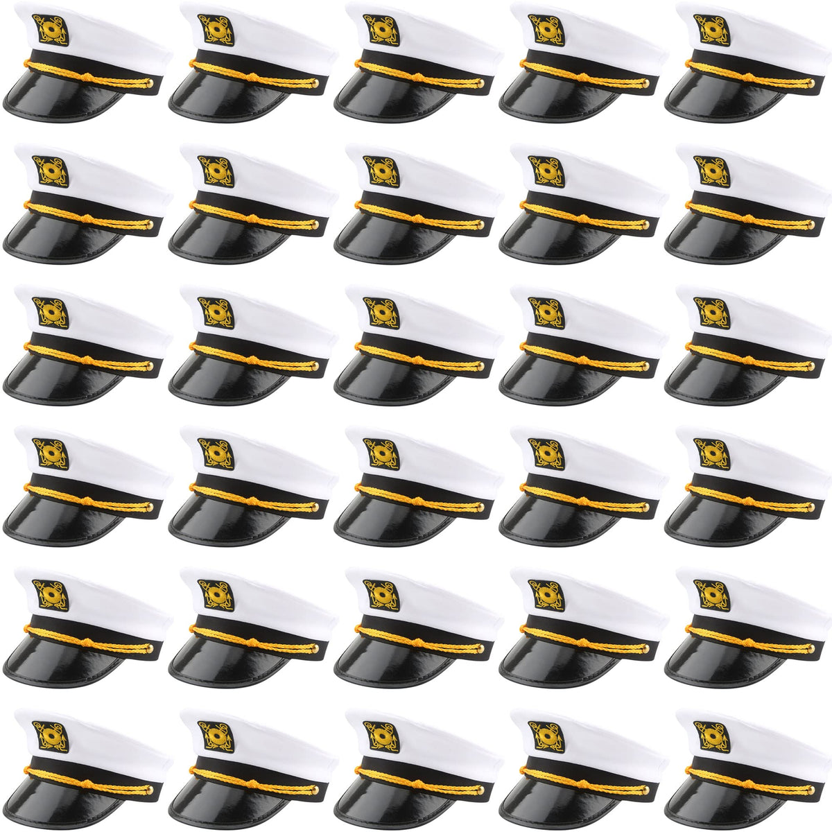 White Adjustable Captain Hats 30 Pack F7297