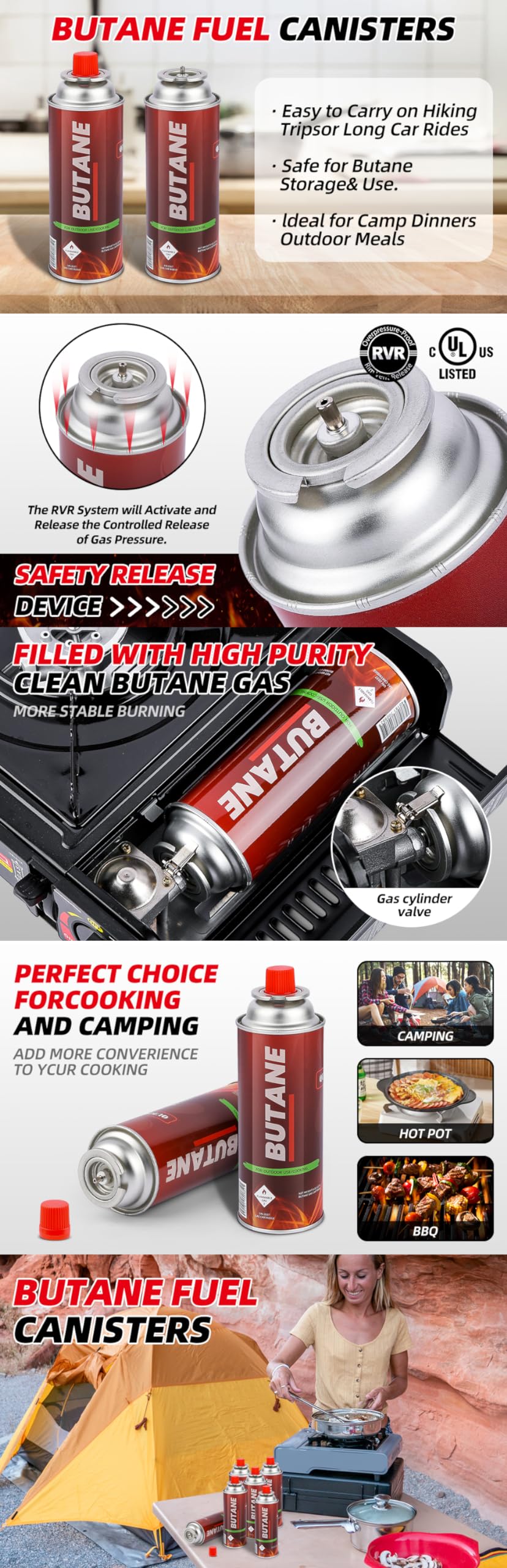 12 Pack 8oz Butane Fuel Cylinders Q594693
