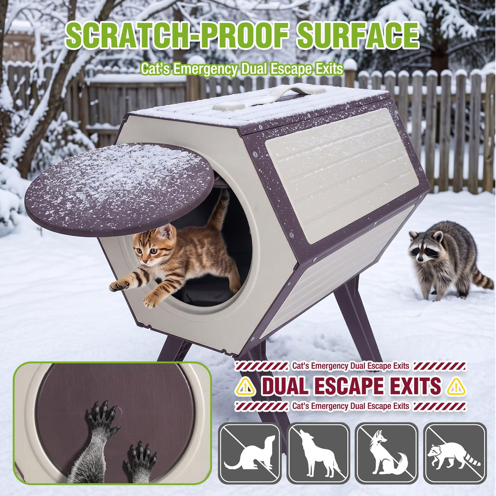 Heated Outdoor Cat House with Liner E4865