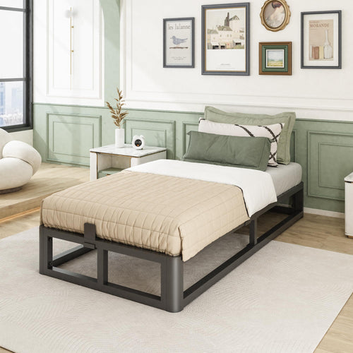 10 Inch Twin Bed Frame with Steel Slats Support J49221
