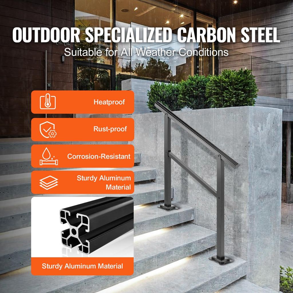 Aluminum Outdoor Stair Handrail 36 x 35 for 2-3 Steps L571