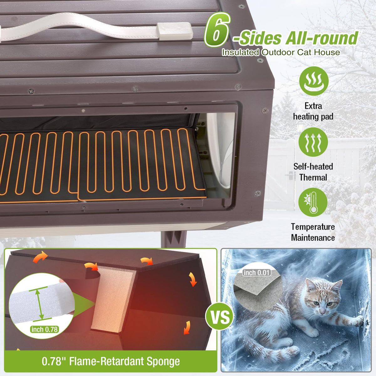 Heated Outdoor Cat House with Liner E4865