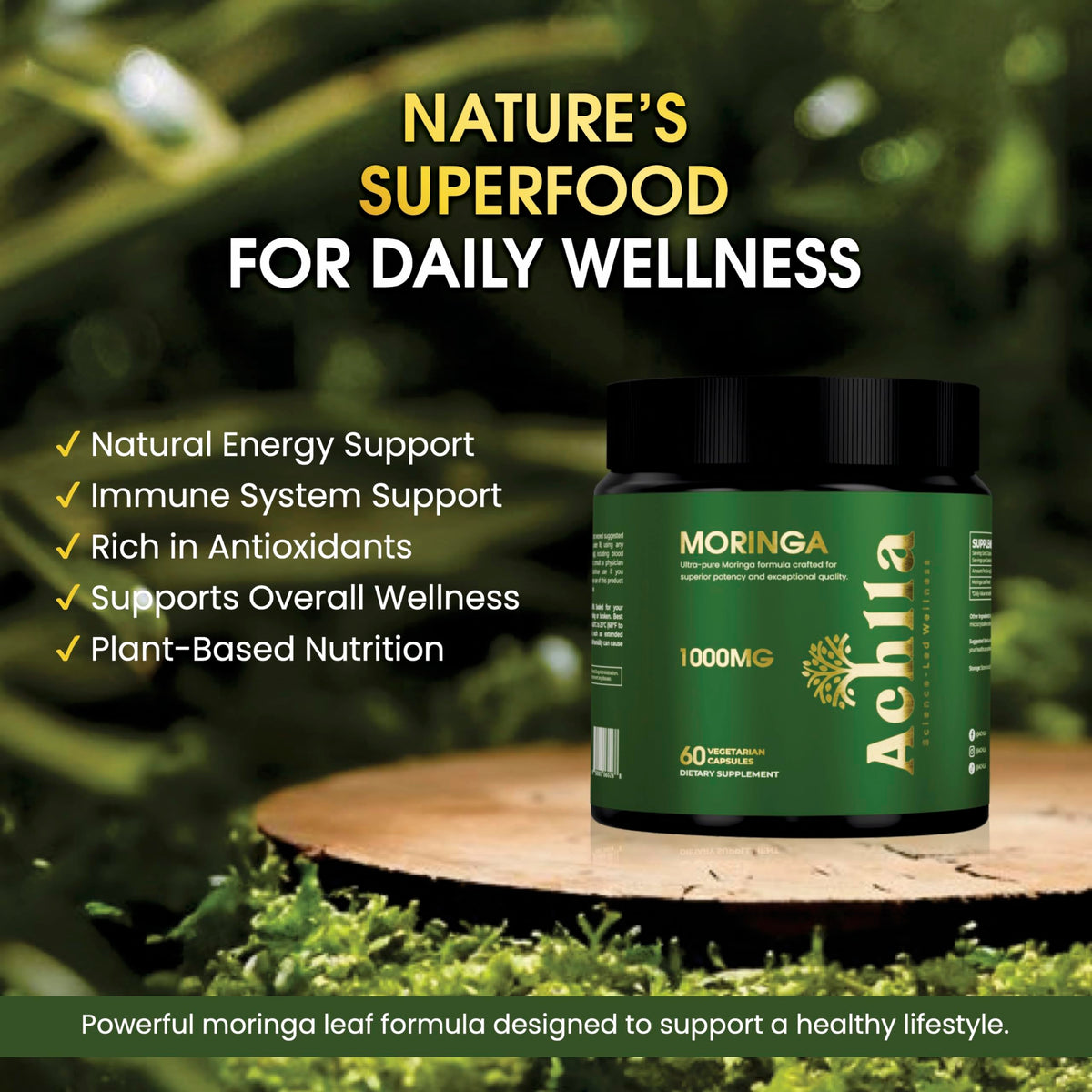 Organic Moringa Leaf 1000mg 60 Capsules V89712