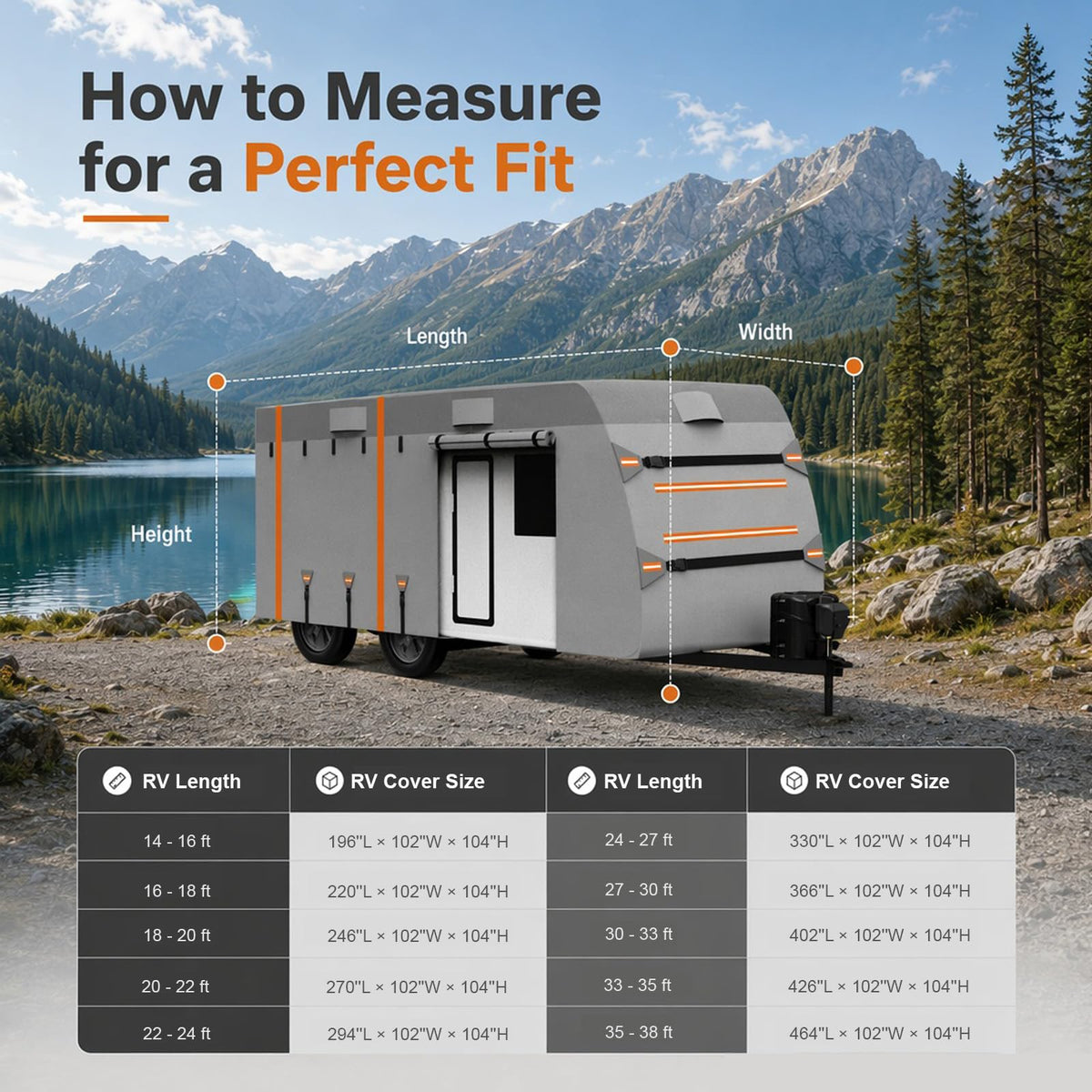 14-16ft 7 Layers Heavy Duty Waterproof Camper Cover O432