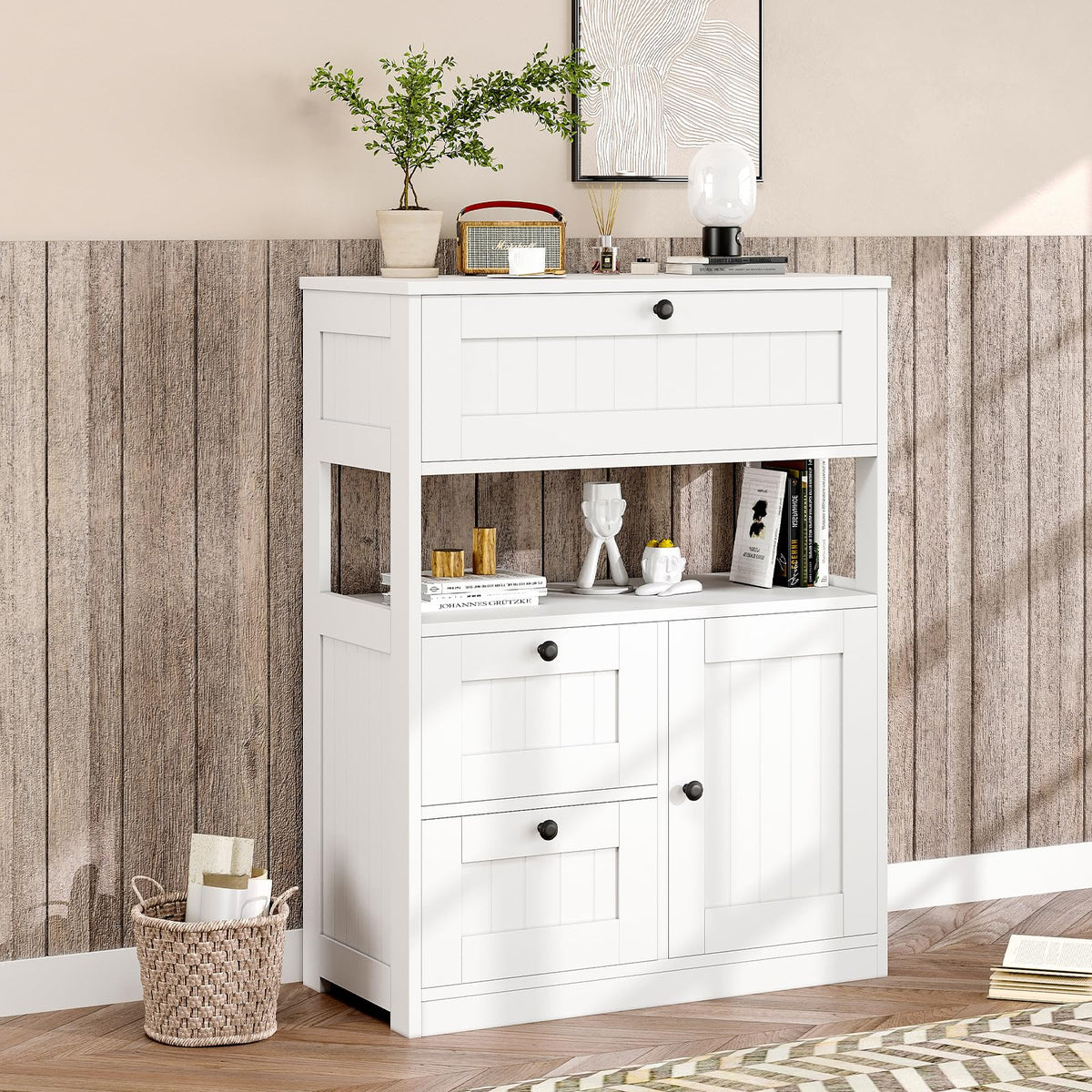 Bathroom Floor Storage Cabinet with 1 Door and 3 Drawers Z547127