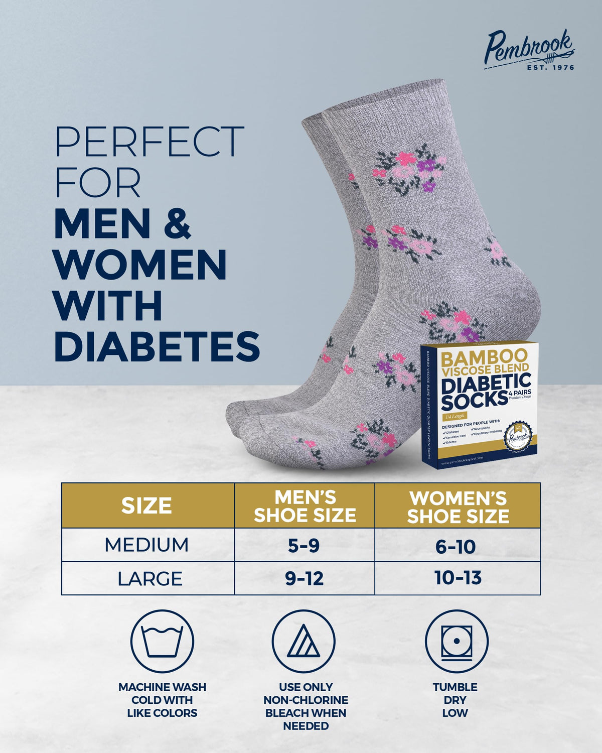 Breathable Bamboo Viscose Ankle Diabetic Socks 4 Pairs M50248