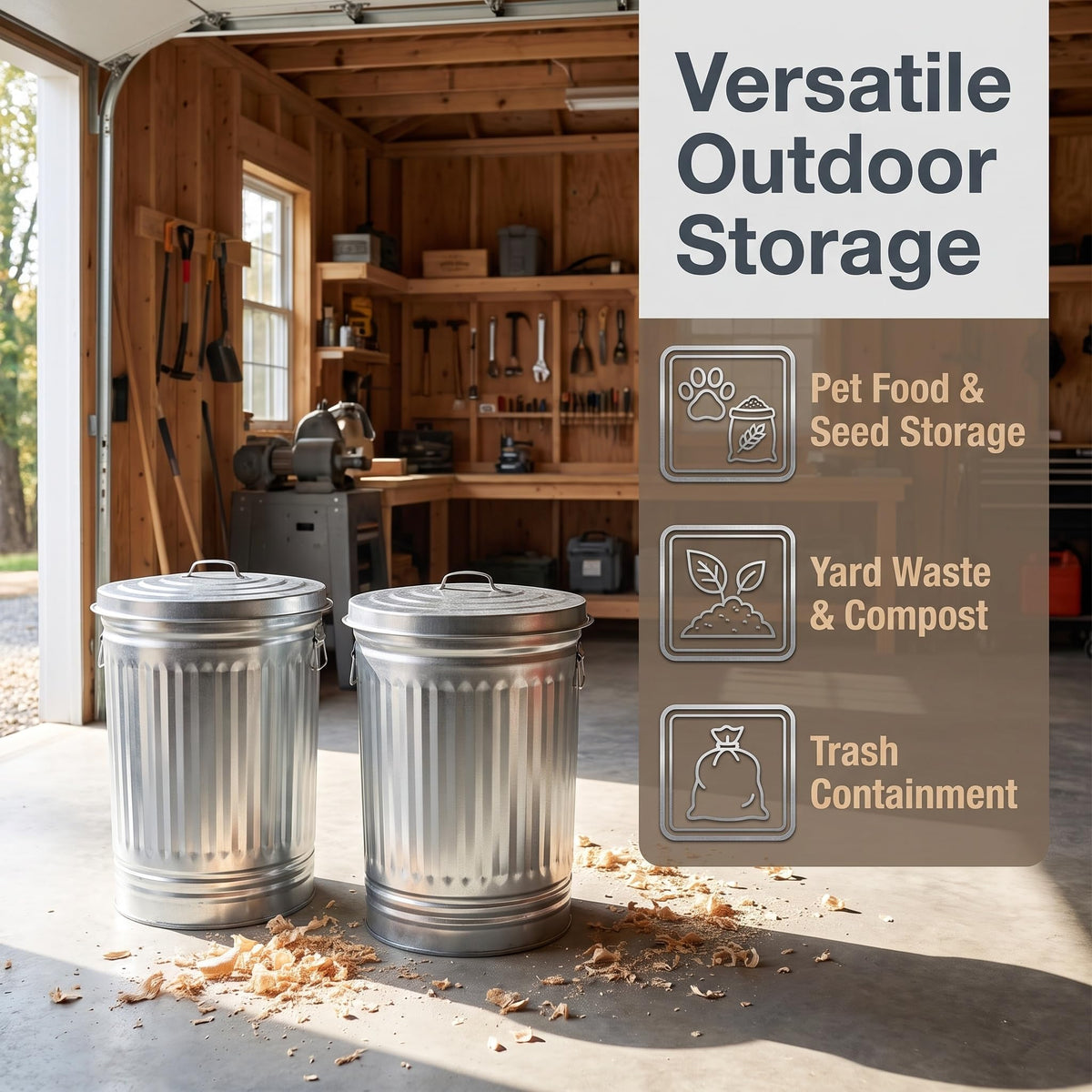 31 Gallon Galvanized Steel Trash Can with Locking Lid X18824
