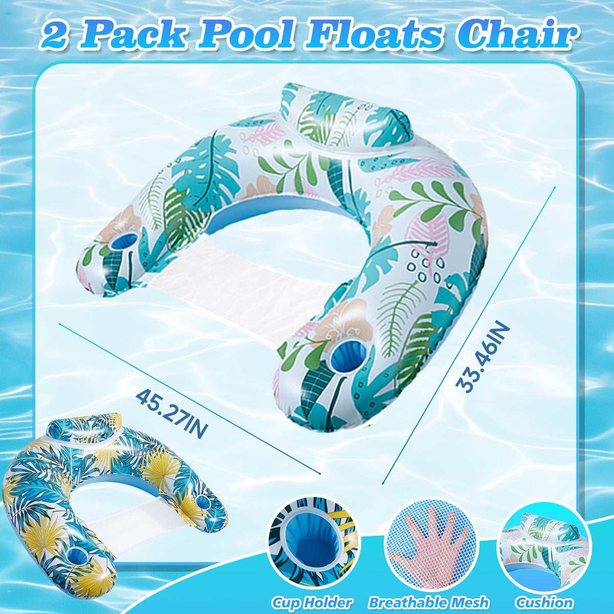 2 Pack Inflatable Pool Floats with Mesh Seat U562