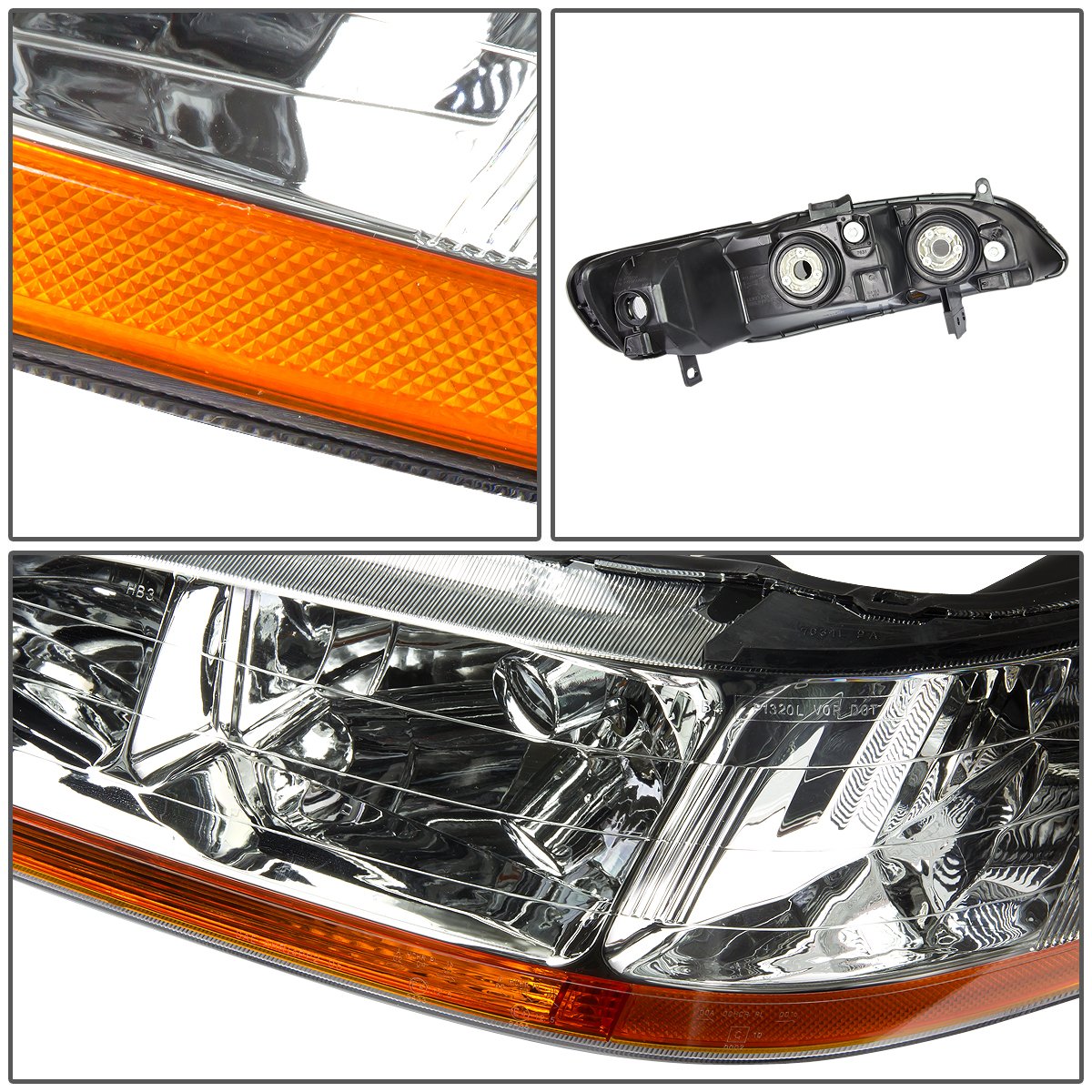 Pair of Chrome Amber Headlights K100881