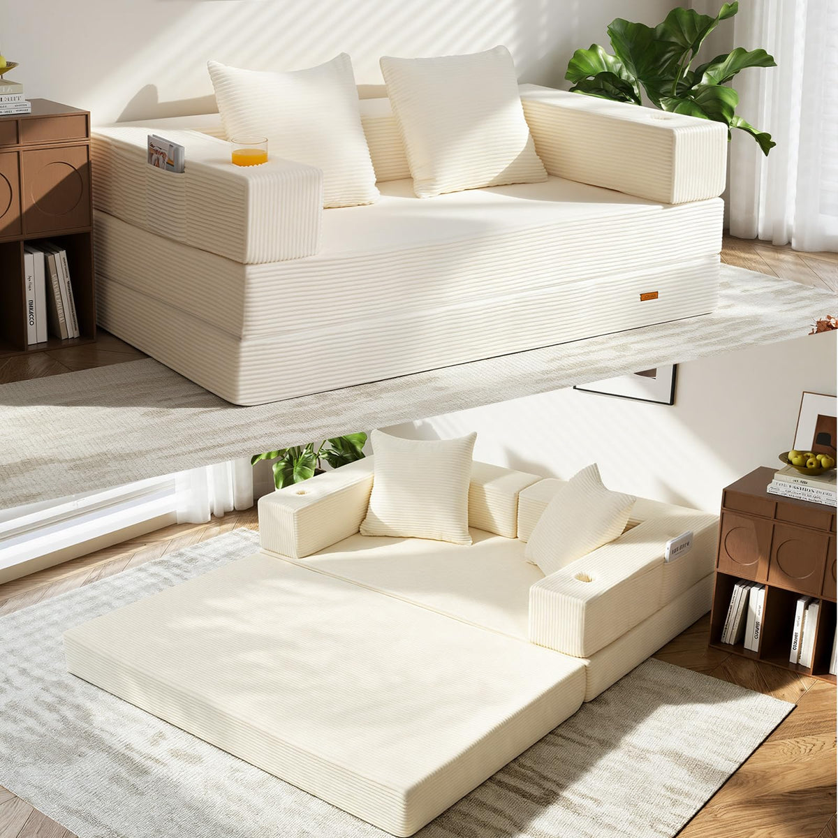 Beige Futon Sofa Bed J4249