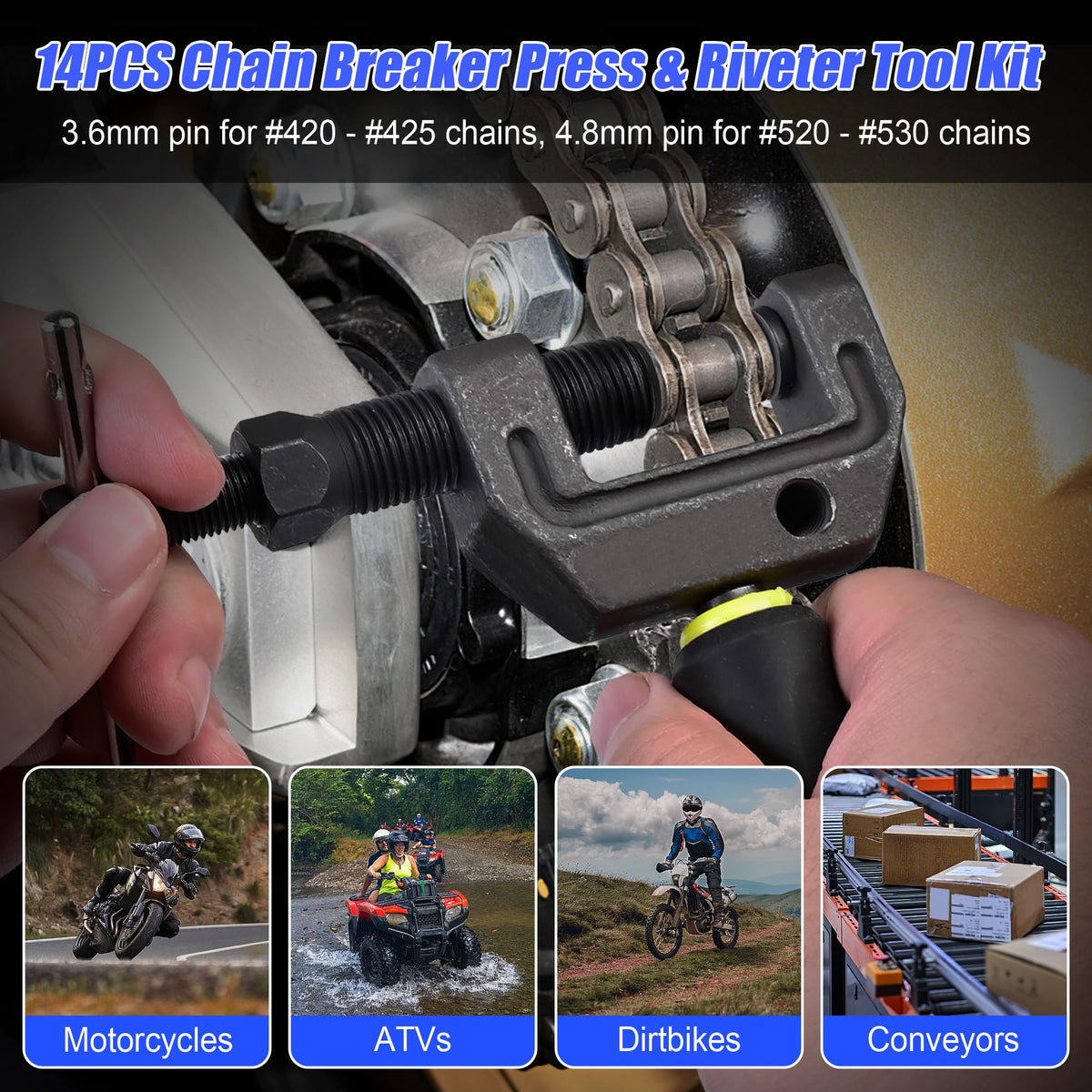 14 Pc Motorcycle Chain Breaker Tool Kit H188