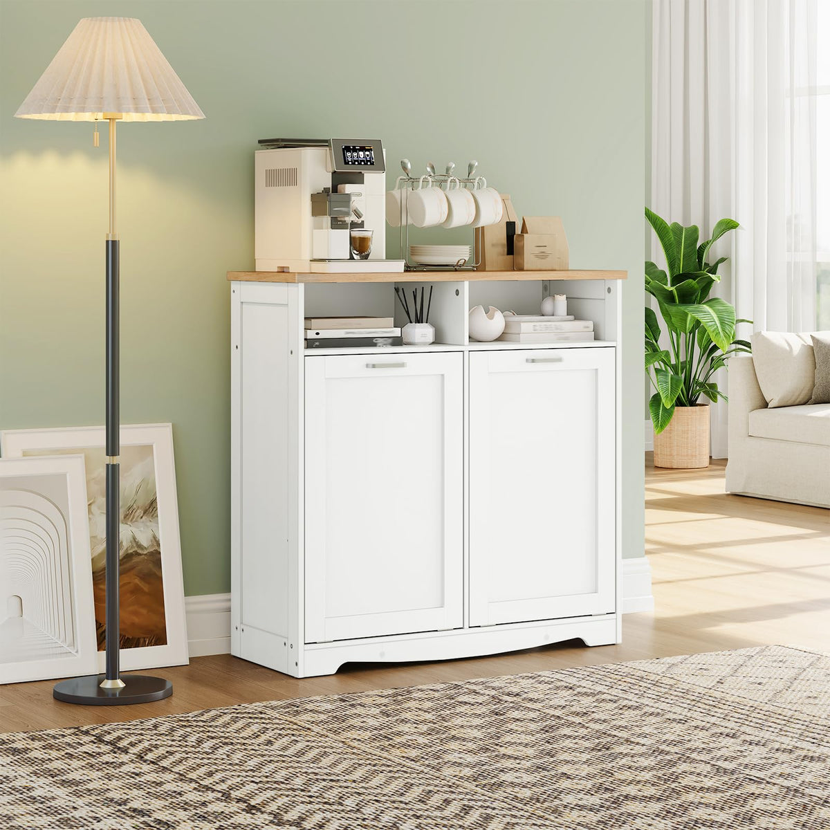 White Double Tilt Out Trash Can Cabinet S205538