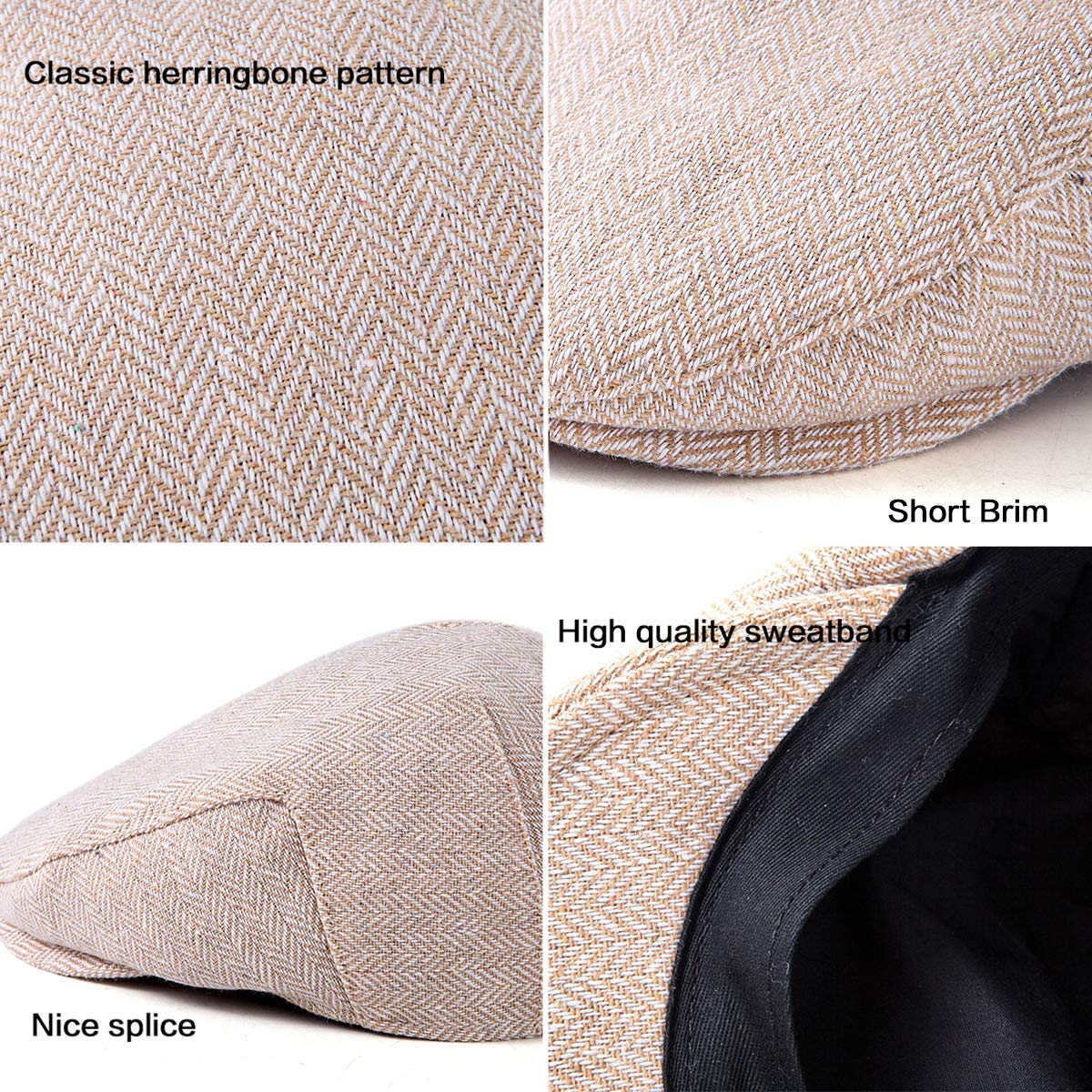 Wool Blend Tweed Herringbone Flat Cap W823