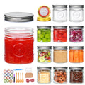16 oz 12 Pack Wide Mouth Glass Jars with Lids H27217