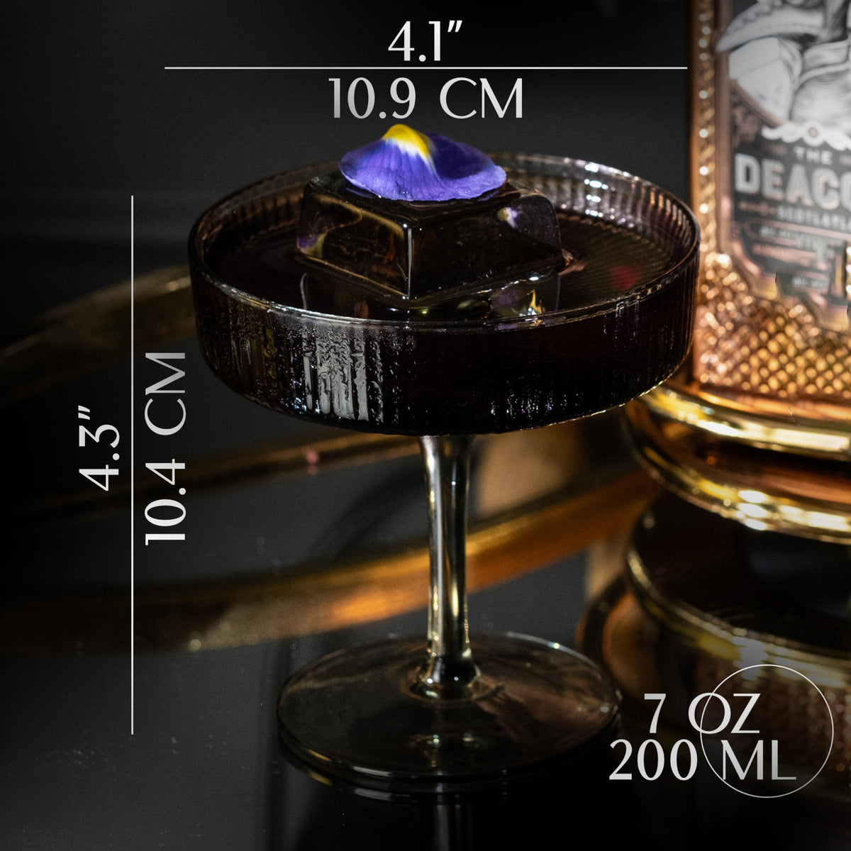 Smoke Black Coupe Glasses Set of 4 G361