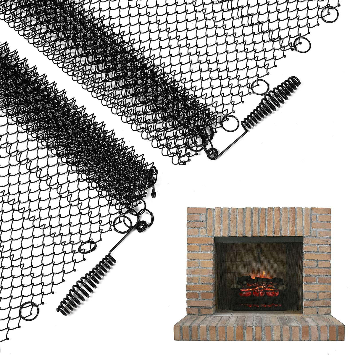 2 Pack Fireplace Screen Mesh Curtain D2765