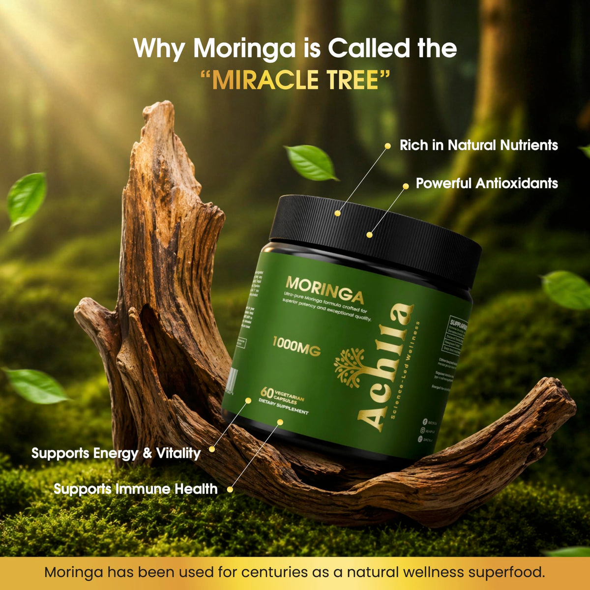 Organic Moringa Leaf 1000mg 60 Capsules V89712