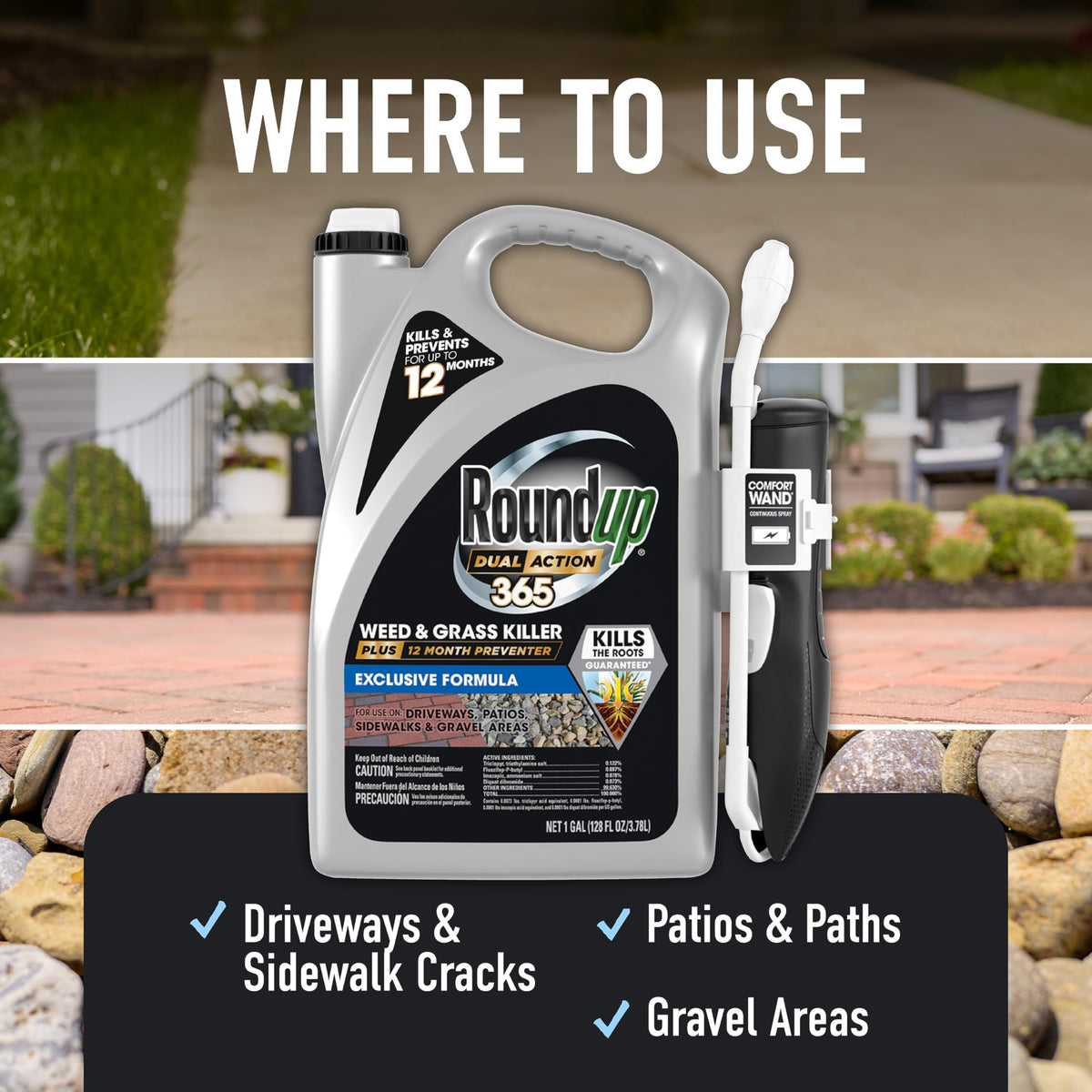Weed & Grass Killer Plus 12 Month Preventer, 1 gal., Wand (Pack of 4) K350